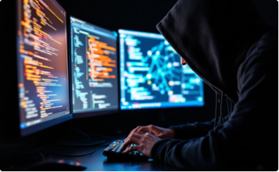 Penetration testing operator working at code monitors